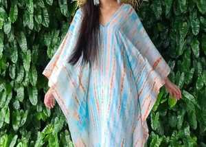 Tela de rayón con cuello en V para mujer, caftán gitano elegante de Batik Tie Dye, mangas cortas, ajuste suelto, cómodo, última colección - Product Image 5