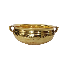 Cuenco de flores de forma redonda de la mejor calidad Urli en latón oro pulido Urli para uso en decoración de exteriores e interiores - Product Image 1