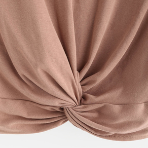 เสื้อยืดครอปแบบถักสีกากีสำหรับผู้หญิงเสื้อครอปครึ่งตัวออกแบบแฟชั่นไม่เหมือนใครออกแบบได้ตามต้องการ - Product Image 2