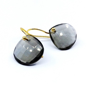 Pendientes de plata de ley 925 con piedra lunar, joyería de moda con chapado en oro precioso, color gris único y ajustable - Product Image 5