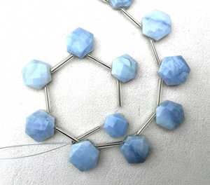 Gema de ópalo azul Natural, cuentas de Briolette con forma hexagonal facetadas para pulsera artesanal, fabricación de joyas, collar, 13 piezas - Product Image 2