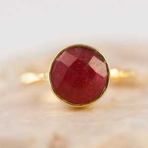 Anillo de forma redonda de rubí Natural de Plata de Ley 92,5, joyería de piedras preciosas pulidas de oro, fabricación al por mayor, regalo - Product Image 2