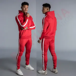 Slim Fittings tracksuit Tapered - Zipper poly tracksuit Modern designs Sporty sweat suits side stripes