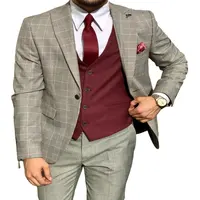 2021 नई पुरुषों के सूट तीन टुकड़ा आकस्मिक स्लिम फिट छोटे सूट ठोस कोट पैंट दूल्हा पोशाक