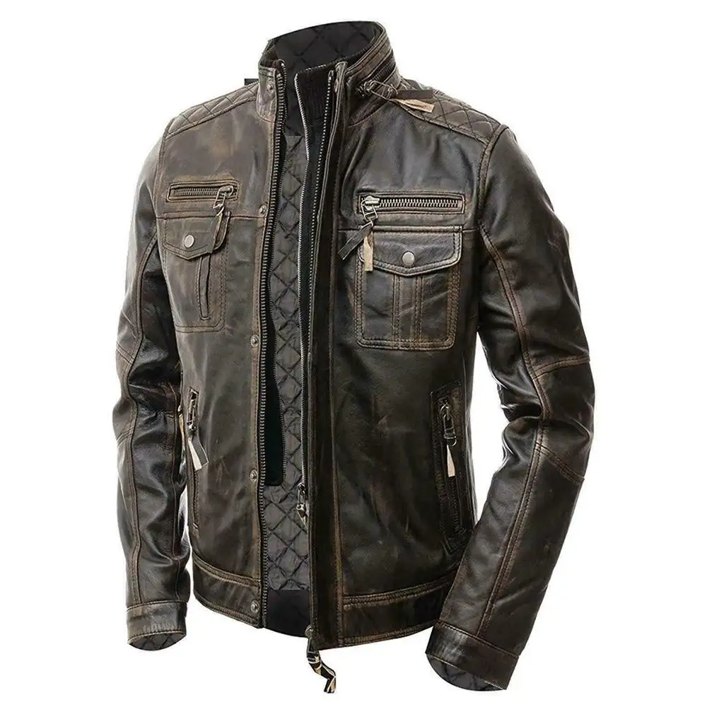 Vintage Riding Biker Motorcycle Leather Jackets Good Quality New Arrival Spring Custom Clothing