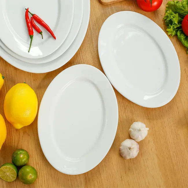 Conjunto de jantar de cerâmica de alta qualidade, conjunto de placas de jantar oval de porcelana para restaurante, banquete luxuoso, aparelho de jantar em formato de ovo