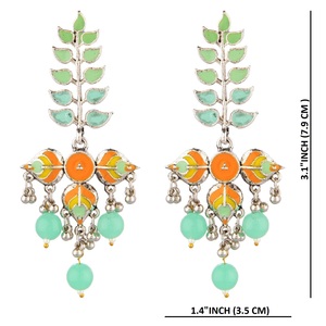 Pendientes colgantes de perlas de imitación para mujer, joyería India oxidada, bohemio, Vintage, Tribal, cristal, Floral - Product Image 2