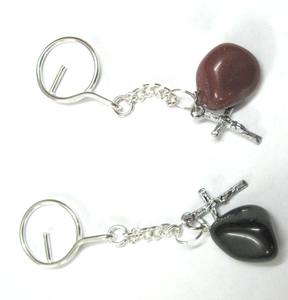 Mélanger les pierres précieuses dégringolé avec croix porte-clés porte-clés pierres précieuses en gros - Product Image 1