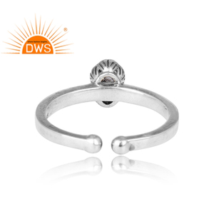 Hermoso anillo de mujer con piedras preciosas de Topacio azul para todos los tamaños Fabricante de joyas de plata oxidada Colección clásica - Product Image 4