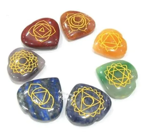 Conjunto de 7 chakras de cristal de cura gravado para meditação, reiki, conjunto de chakras de cura por atacado, compre da AAMEENA AGATE