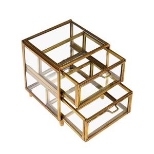 Boîte de rangement en vrac pour bijoux et cosmétiques en verre couleur or et support de stockage de bijoux en métal aux prix les plus bas - Product Image 4