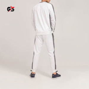 Chándal de algodón para hombre, forro polar, ajustado, diseño de tira lateral, diseño de marca personalizado, estampado de logotipo, cremallera, conjunto de chándal en blanco sólido - Product Image 6