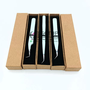 Vente en gros en acier inoxydable à 45 degrés, pince à épiler pour extension de cils avec revêtement en poudre, instrument de beauté - Product Image 1