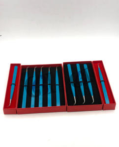 Revestimiento en polvo de sirena de alta calidad, pinzas de extensión de pestañas rectas de 45 grados, instrumentos de belleza con logotipo personalizado de acero inoxidable - Product Image 2