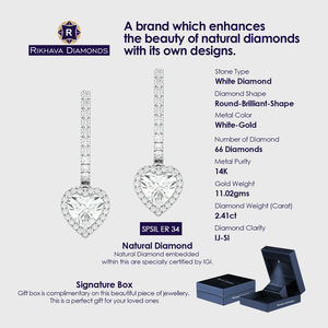 ต่างหูเพชรสีทองคำขาว14K พร้อมบรรจุภัณฑ์ของขวัญสำหรับทุกโอกาส - Product Image 2