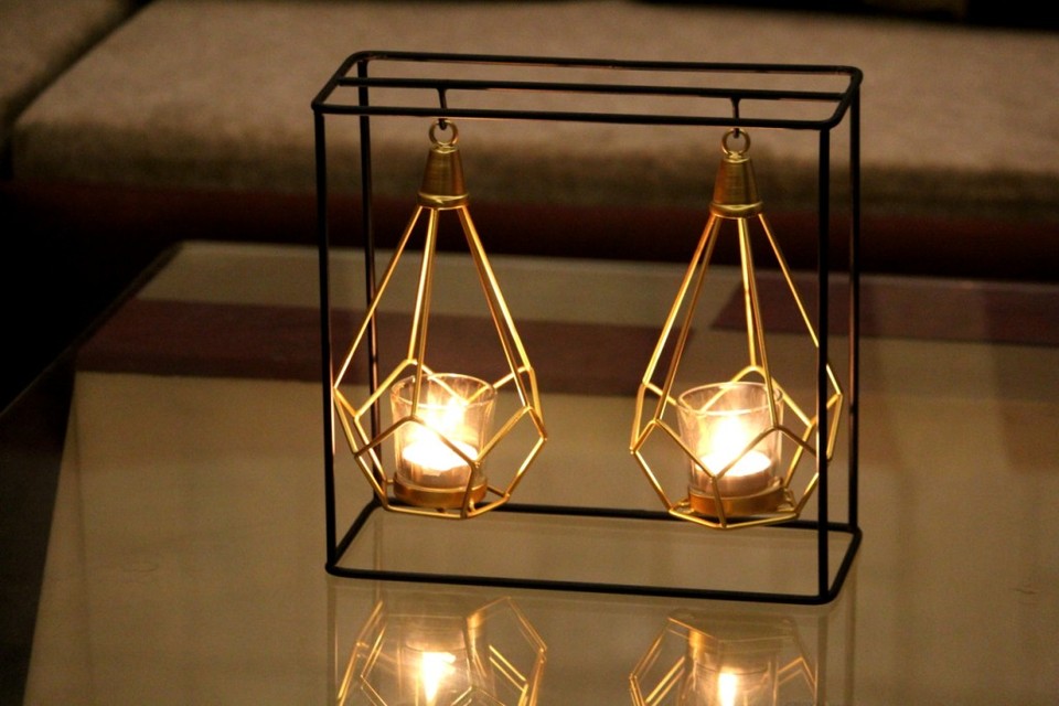 Decorative Iron Hanging Lantern Candle Stand Metal Wire With Candle, Size 12X12 Inches 4 Decorative Iron Hanging Lantern Candle Stand Metal Wire With Candle, Size 12X12 Inches