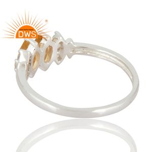 Marquesa-anillo solitario de Plata de Ley 925 con citrino y topacio, joyería fina - Product Image 3