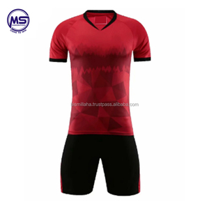 Conjunto de Camiseta de Fútbol Sublimada con Cuello en V Unisex, Estampado Geométrico, Absorbe la Humedad, Transpirable, Secado Rápido, Poliéster, Nombre del Equipo Personalizado - Product Image 5