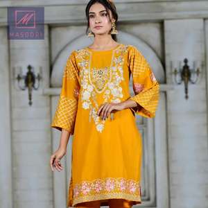 Kurti Indio Moderno para Fiesta, Hecho a Mano con Hilo, para Mujer, 5 Colores, Algodón Premium, Colección 2025, Masoori - Product Image 6