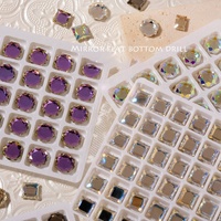 Paso Sico 2022 Nouveau 18 Conceptions Dos Plat 3D K9 À Ongles En Verre Pierre Rond Rectangle Carré Magique Couleur Nail Strass pour la Décoration