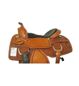 Selle de cheval western en cuir indien de qualité supérieure avec design ajouré, siège en cuir souple et arceau en bois pour l'équitation - Product Image 1