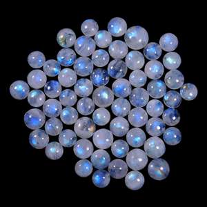 Cabujones de piedra lunar de arco iris, cabujón de Esmeralda colombiana, cuentas de piedras preciosas naturales, piedra suelta natural de 25mm - Product Image 2