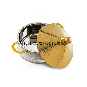 Ensemble de trois casseroles en acier inoxydable martelé poli brillant Nouveau design Vaisselle de mariage et d'événement Pot en métal - Product Image 6