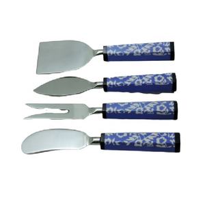 Juego de cuchillos de acero con mango de madera para grabado de flores, Set de 3 cuchillos de queso con mango de madera de Acacia, caja de regalo - Product Image 6