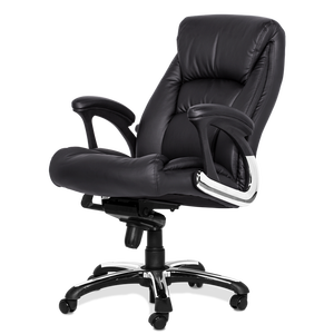 Chaise de bureau ergonomique pivotante en PU avec dossier haut et soutien lombaire, base en PP, modèle Carmen 5009, noir ivoire - Product Image 6