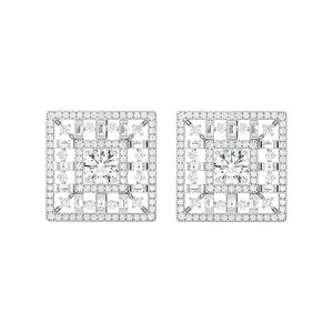Pendientes elegantes de diamantes de oro blanco de 10 quilates Compra en línea para embalaje de regalo - Product Image 1