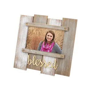 Blessed written Natural Wood Picture Photo Wholesale Frame Handmade Rustic Wooden Photo Frames