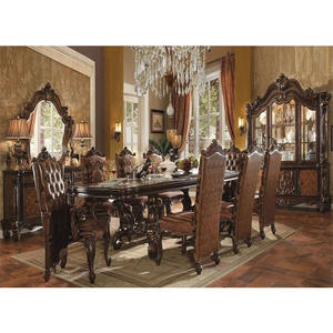 Table à manger en bois de teck Royal, meuble en bois de style Antique fait à la main, Collection de salle à manger, 4 pièces - Product Image 1