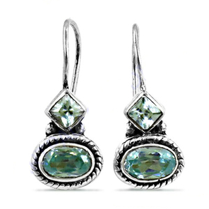<b>Small</b> Minimalist Hook Party Wear CZ Earring Blue Cubic Zircon 925 Solid <b>Silver</b> Earrings Light Weight Earring Jewellery - Product Image 1