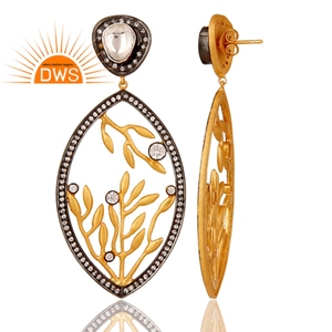 สีขาวเพทายชุดโพสต์ของผู้หญิงต่างหูสตั๊ดเครื่องประดับผู้ค้าส่งชุบทองเงินสเตอร์ลิงต่างหูเครื่องประดับผู้ผลิต - Product Image 3