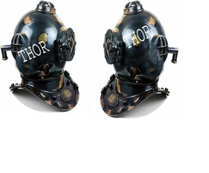 Masque de plongeur de casque de plongée sous-marine de la marine américaine Mark V Black Antique de deux tonnes pour un usage maritime - Product Image 3