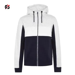 Mens Streetwear Hoodie Full Zip Up 100% Cotton OEM White Black Tech Fleece 300 GSM Custom Brand Own Design Factory Wholesale