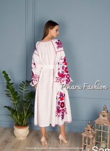 Vestidos de manga larga con bordado de globos para niñas, vestido con borlas y aberturas laterales, ropa de fiesta para mujer, vestido Ucraniano - Product Image 6