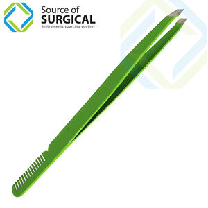 Pince à épiler à sourcils en acier inoxydable bien conçue enduite de couleur avec pointe inclinée - Product Image 1