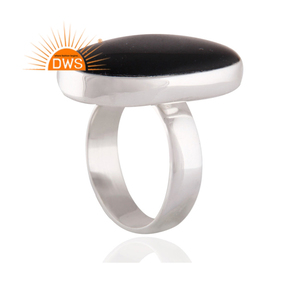 Bague en argent massif fait à la main style indien, pierre précieuse naturelle en Onyx noir, fabrication de bijoux, offre spéciale - Product Image 2