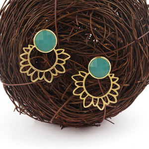 Pendiente de aro redondo con facetas de Calcedonia para mujer, joyería de 12mm, hecho a mano, regalo de boda - Product Image 6