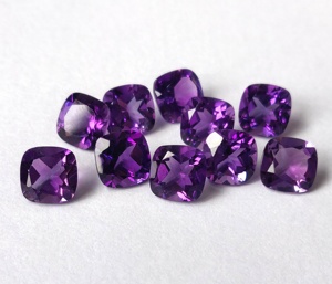 Natural Amethyst <b>Cushion</b> 5 mm to 8 mm Faceted - Loose Amethyst <b>Cushion</b> Cut Top Quality - Product Image 5