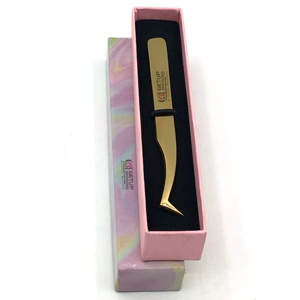 Pince à épiler professionnelle d'extension de cils de Volume de botte russe de Plasma d'or avec votre propre Instrument de beauté de Logo personnalisé - Product Image 1