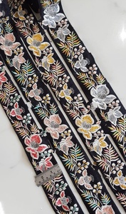 Rubans indiens géométriques brodés floraux multicolores personnalisés, tailles assorties, couleurs, tissu en dentelle pour robes de mariée - Product Image 4