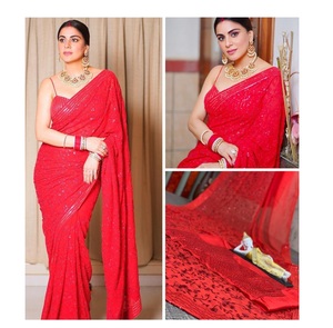 Nouvelle tenue de soirée, fausse GEORGETTE, ton à ton à paillettes brodées, travail, dentelle, chemisier en tissu fantôme, - Product Image 2