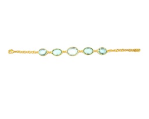 Topaze bleue Quartz Rose pierre précieuse argent Sterling plaqué or à facettes ovale coupe fantaisie bracelet à la mode - Product Image 3