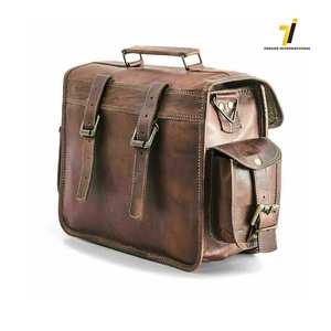 หนังรถจักรยานยนต์กระเป๋าอานสองหนังสีน้ำตาลด้านข้างกระเป๋า Panniers แพะจริง - Product Image 2