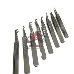 แหนบต่อขนตาปลายแหลมเคลือบพลาสม่าสแตนเลสสตีลสีโรสโกลด์ ด้ามจับเพชร ทนทาน - Product Image 5