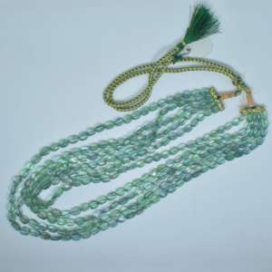 สร้อยคอพลอยสีเขียวฟลูออไรด์ธรรมชาติคุณภาพสูง5เส้นพร้อมลูกปัดรูปไข่สร้อยคออัญมณีทรงหลวมระดับพรีเมียม - Product Image 1