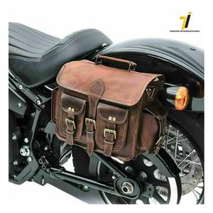 หนังรถจักรยานยนต์กระเป๋าอานสองหนังสีน้ำตาลด้านข้างกระเป๋า Panniers แพะจริง - Product Image 3