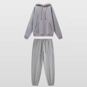 OEM personnalisé hommes décontracté fermeture éclair complète coton sweat-shirt de taille XL côté rayé à capuche pantalons de survêtement ensemble polaire logo écologique 2 pièces - Product Image 5